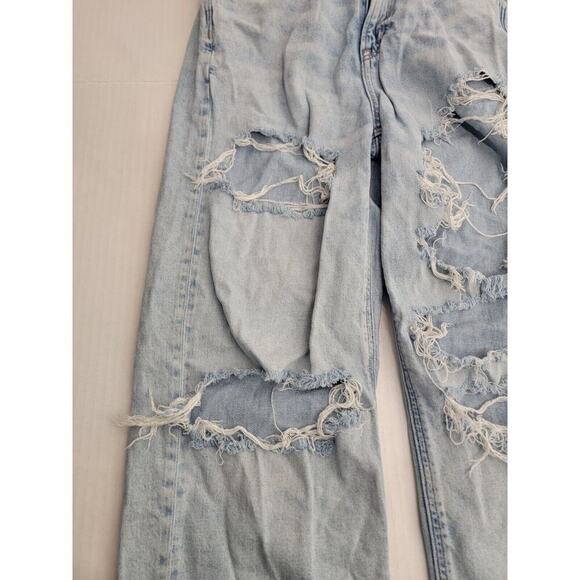 AMERICAN EAGLE Baggy Jeans Womens Sz 2 High Rise Distressed Destroy Straight - Picture 5 of 11
